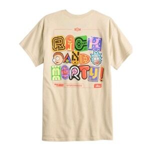 Rick and Morty Cartoon Network T-Shirt Men's Small Beige Ripple Junction New